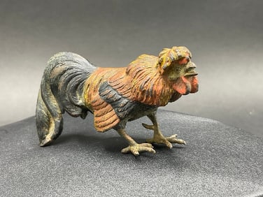 Highly Detailed Austrian Bronze Cold Painted Rooster