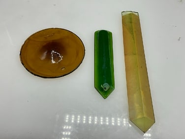 Three (3) Tiffany Favrile Glass Prisms and Disc