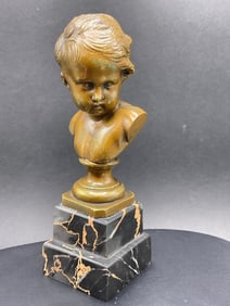 19th Century French Bronze Bust of Boy