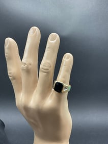 10K Yellow Gold Onyx and Diamond Ring