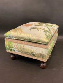 Vintage Footed and Upholstered Sewing Box Foot Stool