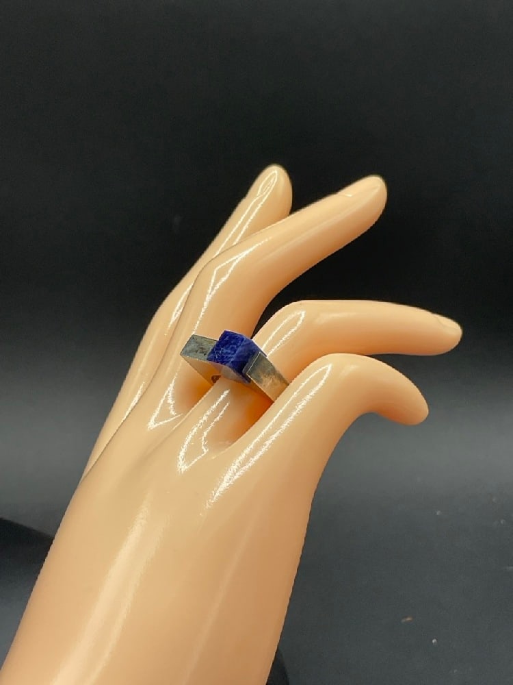Danish Moltke Sterling Silver Lapis Modernist Ring (1 of 4)
