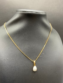14K Yellow Gold Opal Necklace