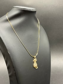 14K Yellow Gold 16?? Necklace w/ Cat Pendant