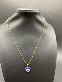 14K Yellow Gold 16?? Necklace with Flower Diamond Pendant