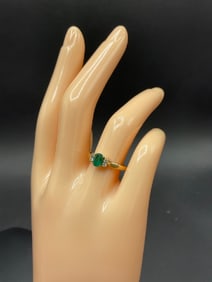 14K Yellow Gold Emerald and Diamond Ring