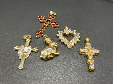 Five (5) 14K Yellow Gold Pendants