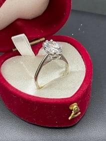 14K White Gold Pear CZ Solitaire Ring