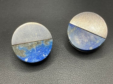 Arne Johansen Lapis Sterling Silver Clip Earrings