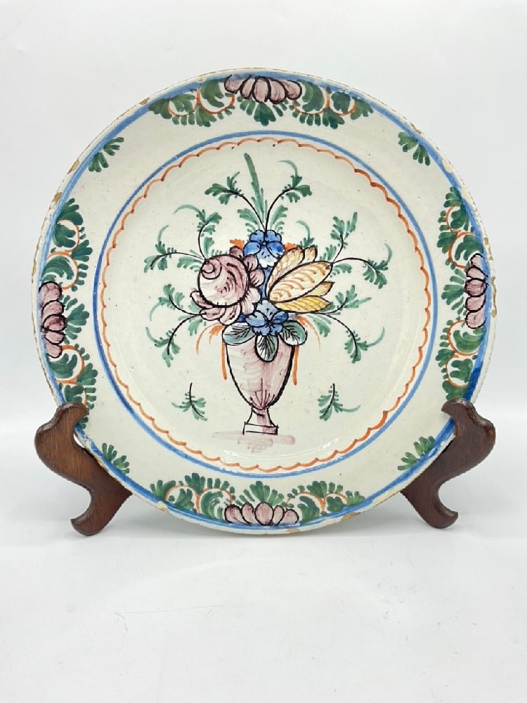 18th Century Polychrome Painted Dutch Charger (1 of 5)