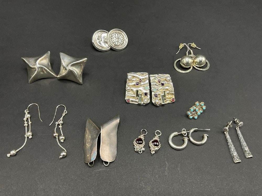 Nine (9) Pairs of Sterling Silver Earrings (1 of 6)