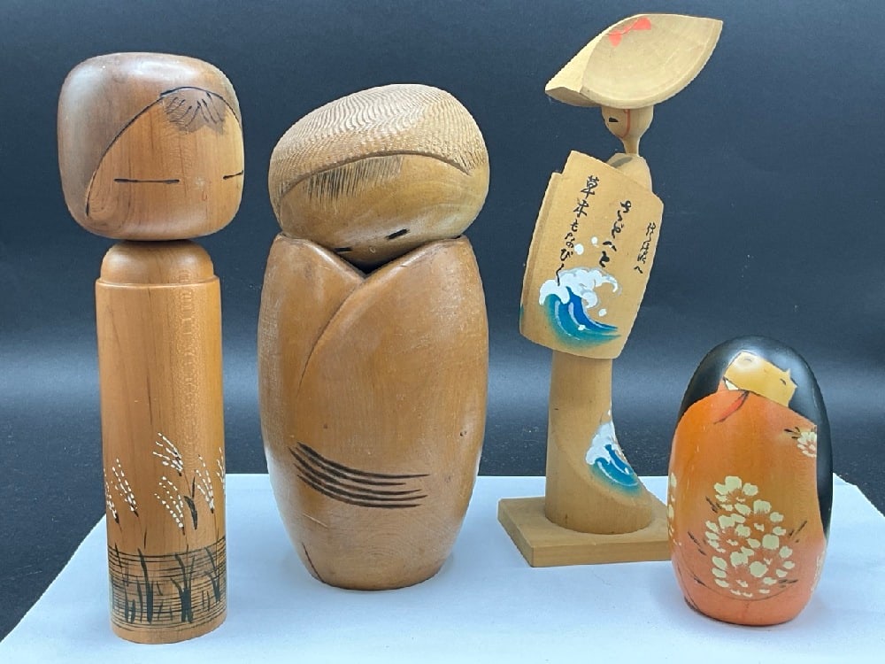 Four (4) Vintage Japanese Wood Dolls (1 of 4)