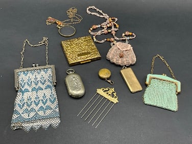 Vintage Estate Compiled Vanity, Vintage Mesh Bags, Perfumes Etc.