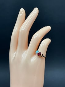 Antique 10K Gold Opal and Ruby Ring size 5