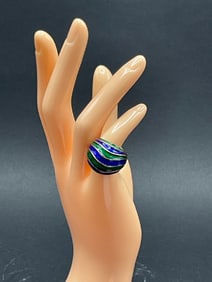 14K Yellow Gold Lady’s Ring Enameled Size 4