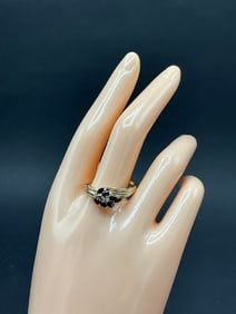 14K Yellow Gold Amethyst and Diamond Ring