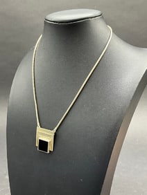 14K/Sterling Silver Savitt Onyx Necklace