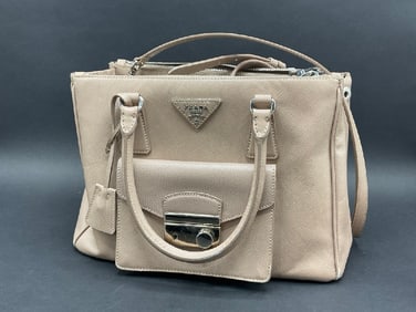 Prada Saffiano Galleria Double Zip Leather Handbag