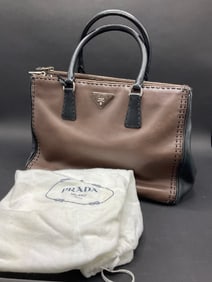 Prada Brown with Black Leather Handbag