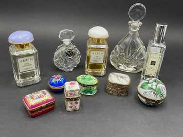 Limoges Miniature Porcelain Boxes, Perfumes Etc.