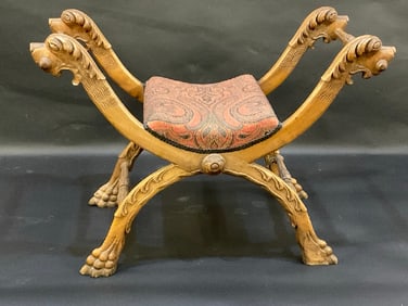 Rococo Style Carved Lion's Head Throne Chair