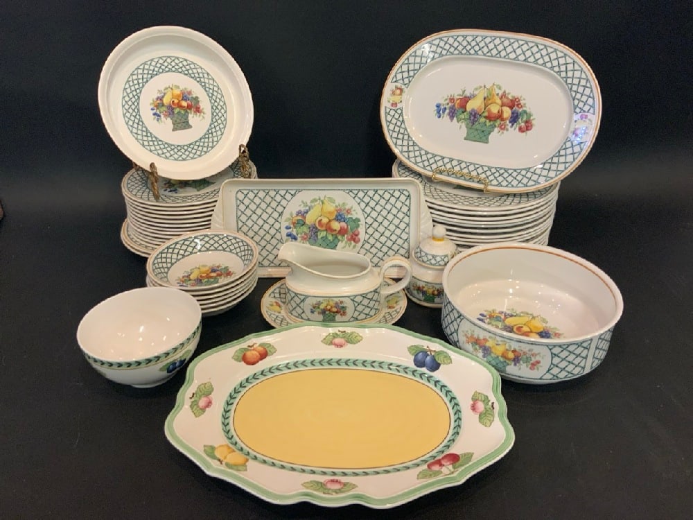 Villeroy & Boch Plateware “Basket?? & “French Garden Fleurence?? - (52) Pieces: Villeroy & Boch Plateware “Basket” & “French Garden Fleurence” - (52) Pieces.Dimensions: Lg Platter “French Garden Fleurence” - 1 1/2” x 14 1/4” x 10 1/2” Lg 