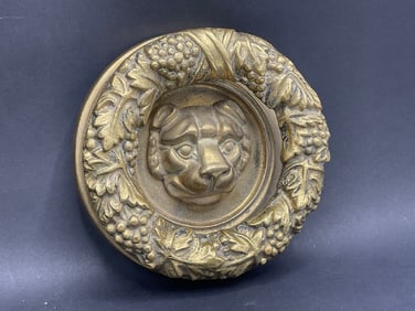 Solid Brass Oversized Figural Lion Door Knocker