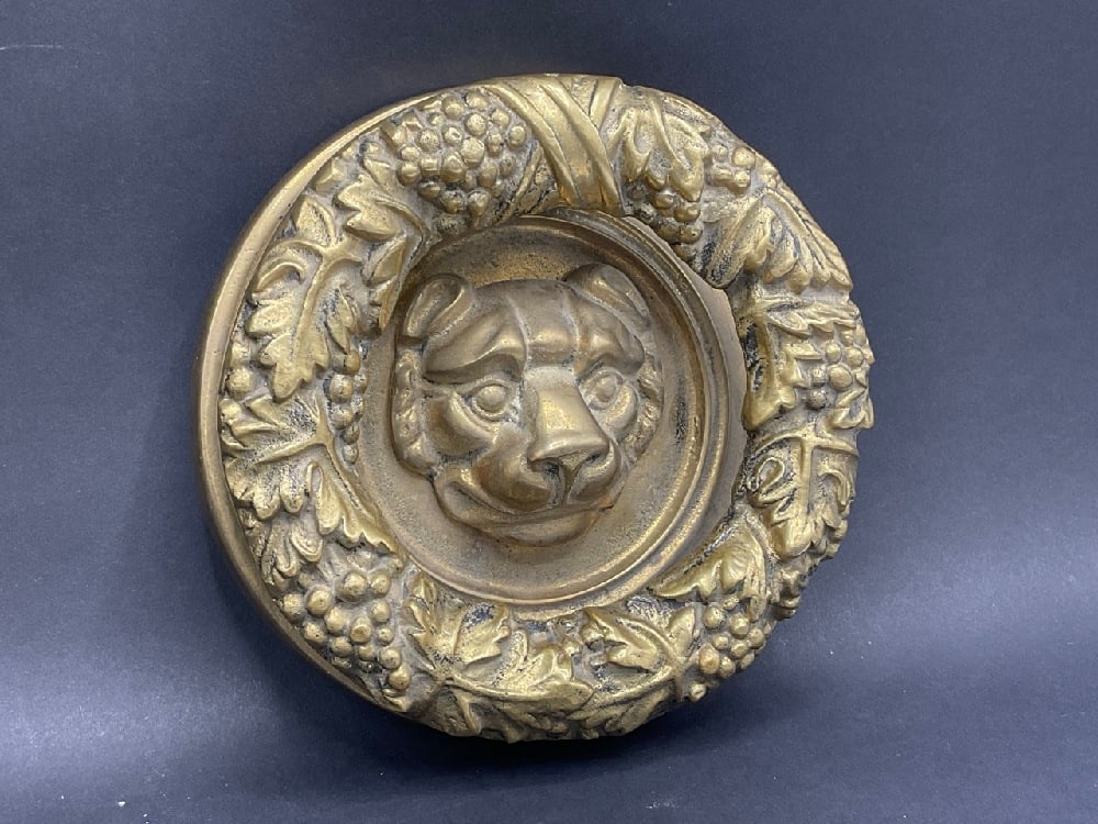 Solid Brass Oversized Figural Lion Door Knocker (1 of 3)