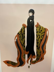 Erte (1892-1990) Fox Fur Pencil Signed Embossed Limited Edition Serigraph