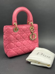 Dior Pink Lady’s Bag With Gold Chain and Dust Bag