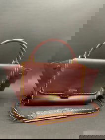Celine, Paris Burgundy Leather Trapeze Shoulder Handbag