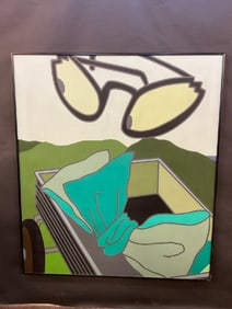 Unsigned Vintage Pop Art Mural Oil Painting 60" X 52"