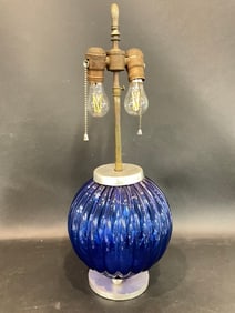 Unsigned Palmer Smith Style Aluminum/Glass Table Lamp