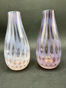 Harrachov Czech Pink Opalescent Glass ‘Floret’ Vases by Milan Metelak