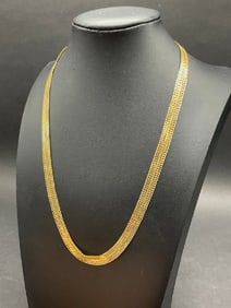 14K Yellow Gold Snake Flat Belly Ribbon Necklace
