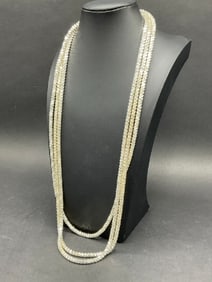 Three (3) Sterling Silver Square Bead Necklaces