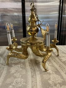 Brass Rams Horn Chandelier by Chapman circa 1960
