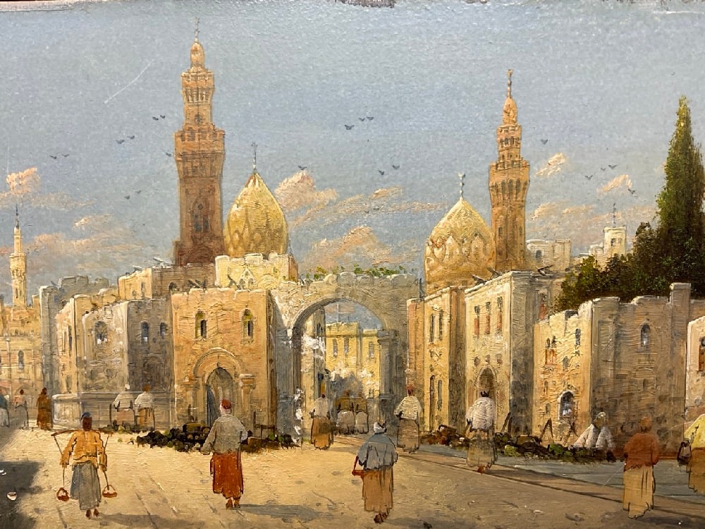 Henri Carnier (1800-1868) “A Lively Oriental Town?? Oil on Board: Henri Carnier (1800-1868) “A Lively Oriental Town” Oil on Board. Dimensions: 7 1/4” x 12 1/2”