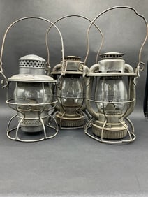 Three (3) New York Central Railroad Lanterns - Dietz, Vesta & Adlake.