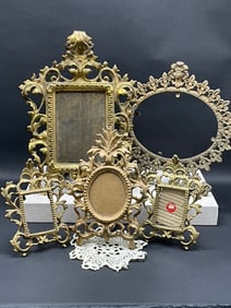 Five (5) Antique Victorian Easel Back Picture Frames
