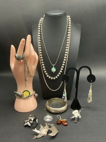 Estate Compiled Sterling Silver Jewelry Group