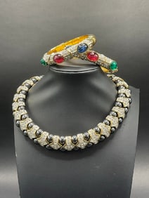 Quality Costume Choker Necklace and Bangle Bracelets