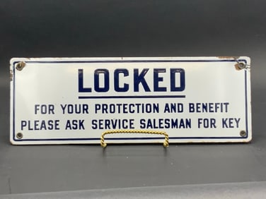 “Locked"  Store Display Enameled Sign