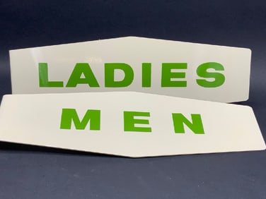 Vintage Enameled Doubled Sided “Ladies?? and “Men?? Signs