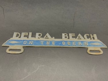 1950's Delray Beach Sign License Plate Frame Topper