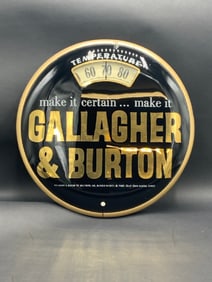 Vintage Gallagher & Burton Advertising Thermometer Sign