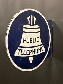 Doubled Sided Side Mount Enameled Bell System Advertising Sign