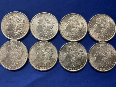 (8) Uncirculated 1890-P Morgan Silver Dollars