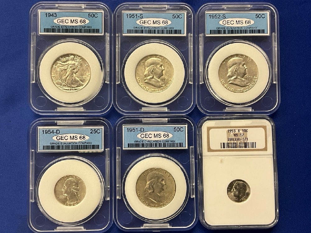 Uncirculated and Mint State Slabbed U.S. Silver Coin Lot (1 of 13)