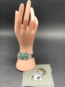 2 pc. Indian Sterling Silver Bracelet and Pin